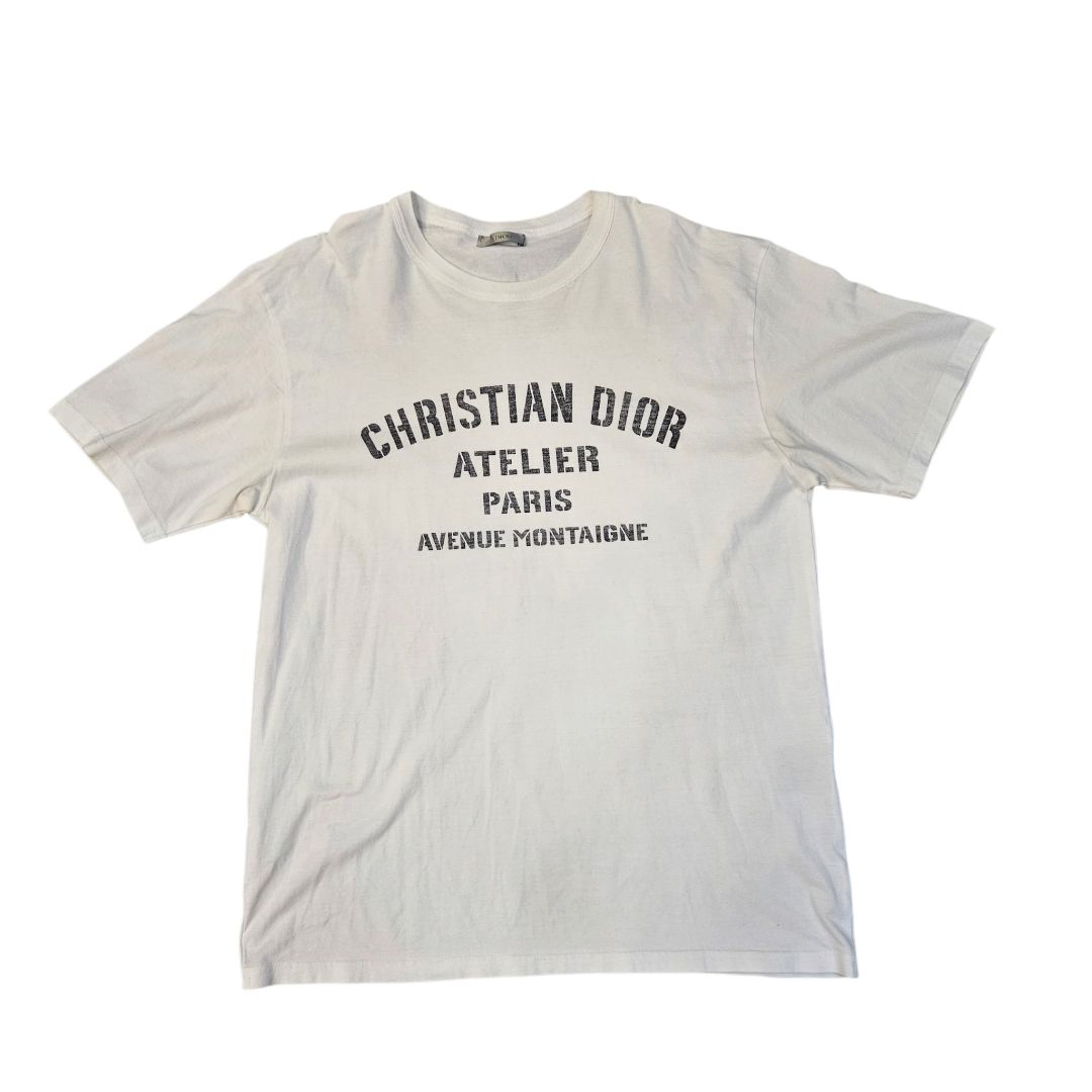 Christian Dior White Logo Printed Men's T-Shirt XXL