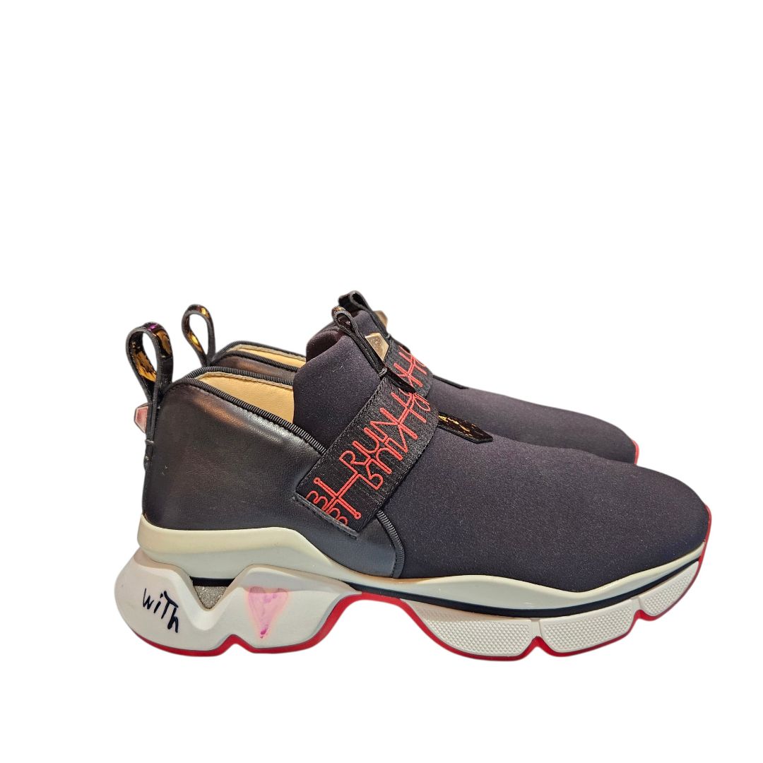 Christian Louboutin Run Loubi Run Black Neoprene Fabric Sneaker