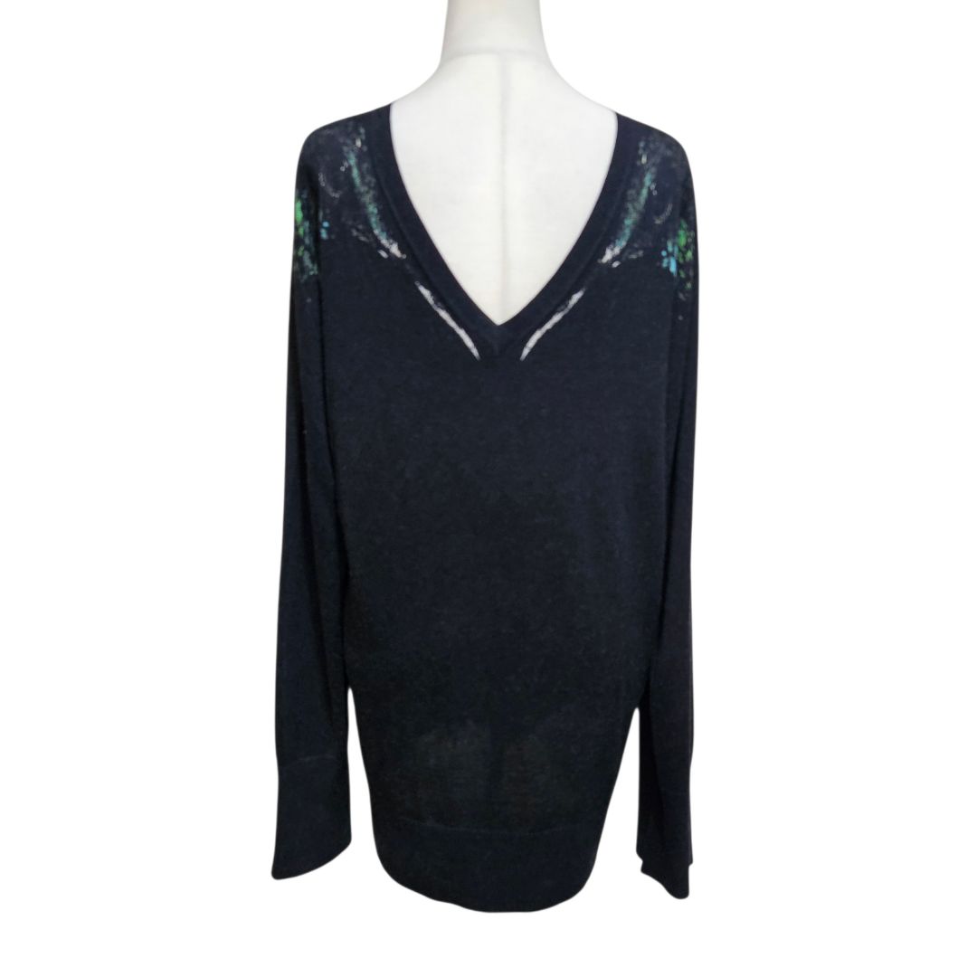 Alexander McQueen Black Printed Detail V-Neck Men's Sweatshirt