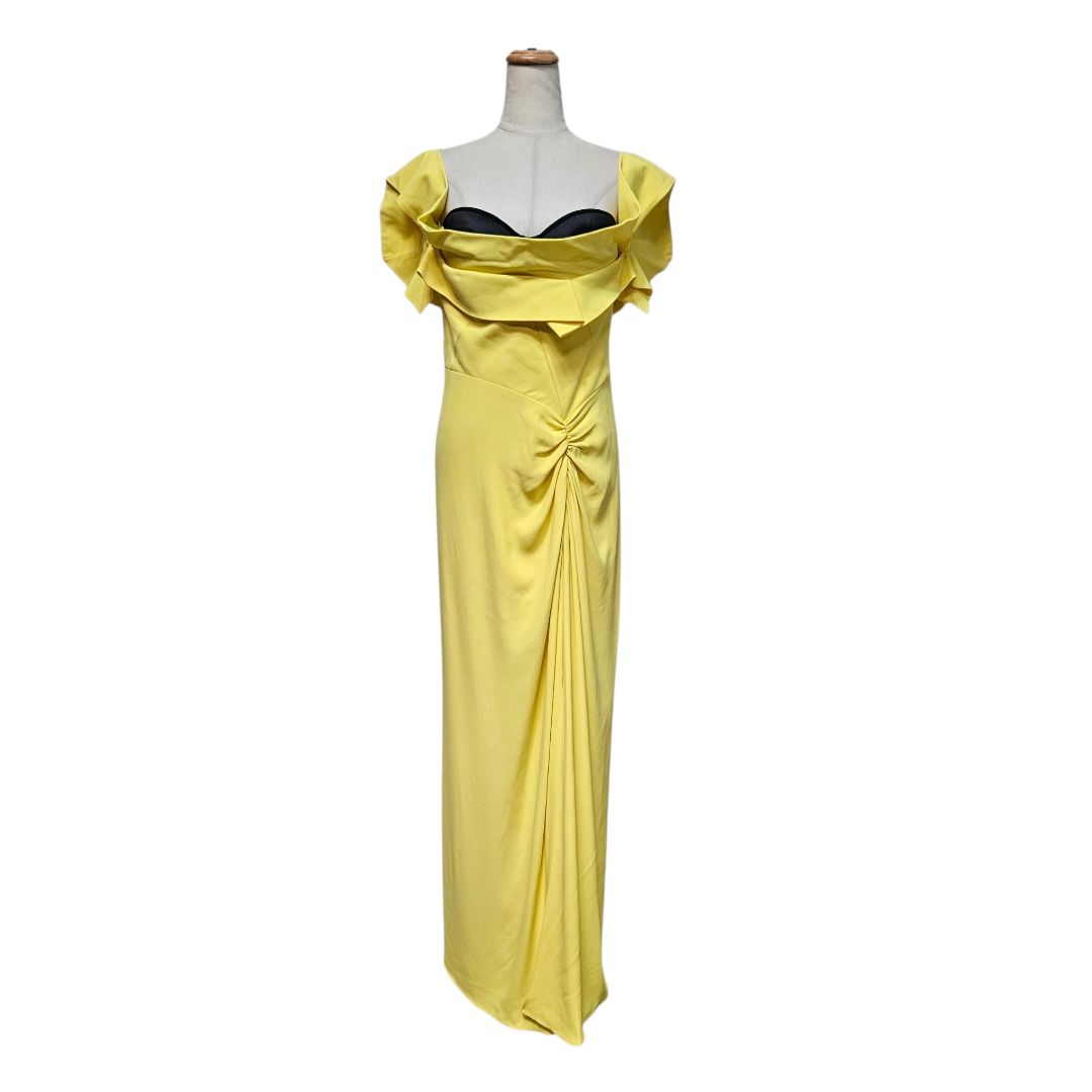 Alexander McQueen Yellow Off-The-Shoulder Evening Dress