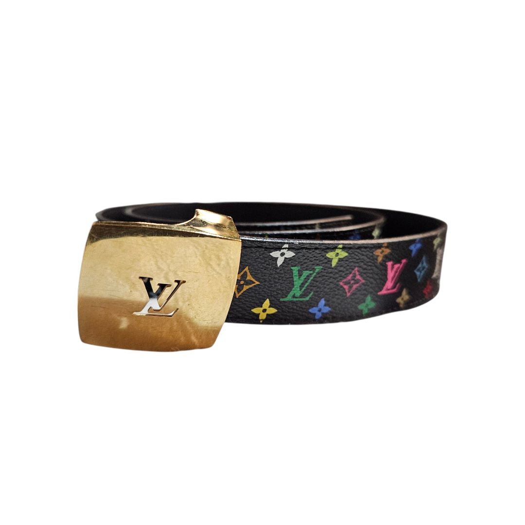 Louis Vuitton Black/Multicolor Monogram Print Leathe Canvas Belt