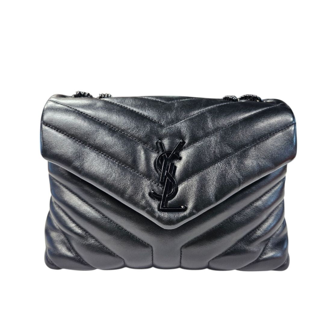Saint Laurent Black Quilted Leather Loulou Shoulder Bag