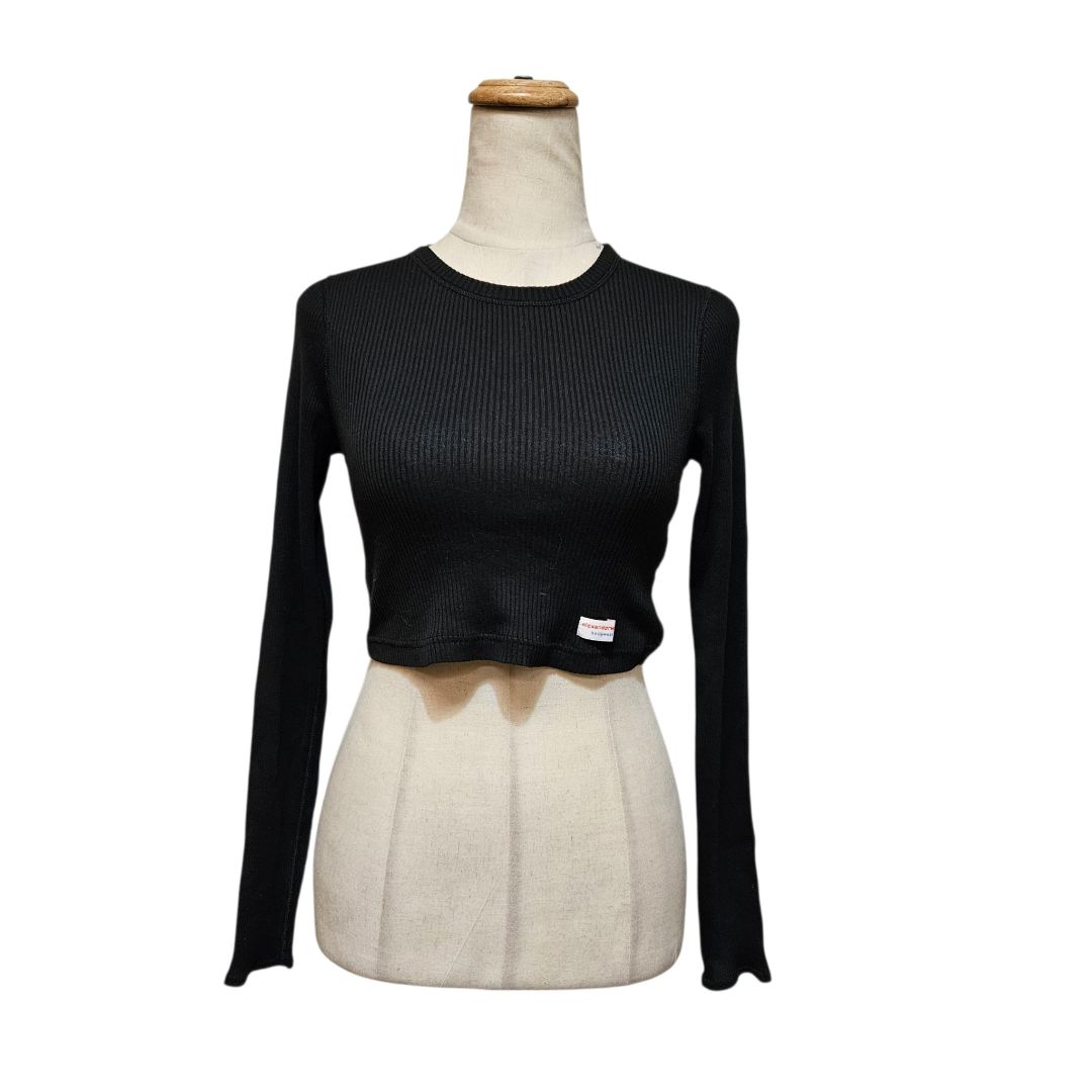 Alexander Wang Black Long Sleeve Ribbed Crop Top