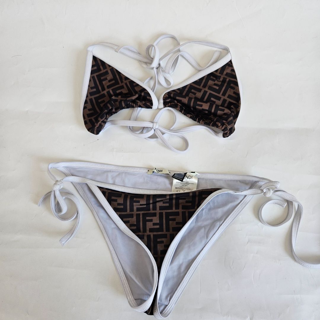 Fendi brown two piece FF swimsuit