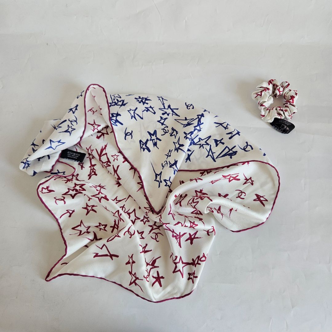 Chanel Silk Scarf with Matching Scrunchie
