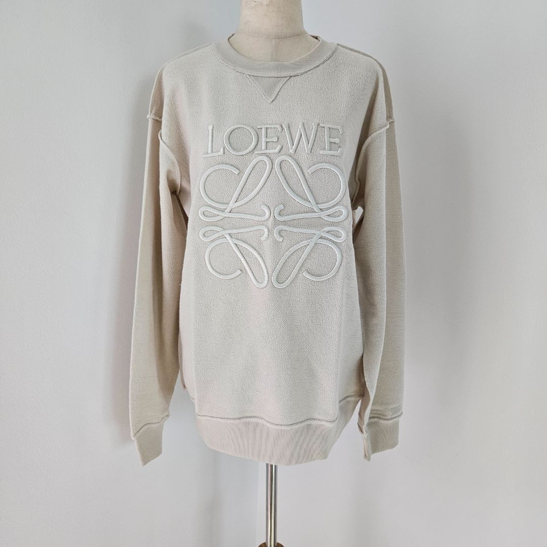 Loewe Anagram Regular Fit Sweatshirt in Cotton Ecru M BOPF Business of Preloved Fashion