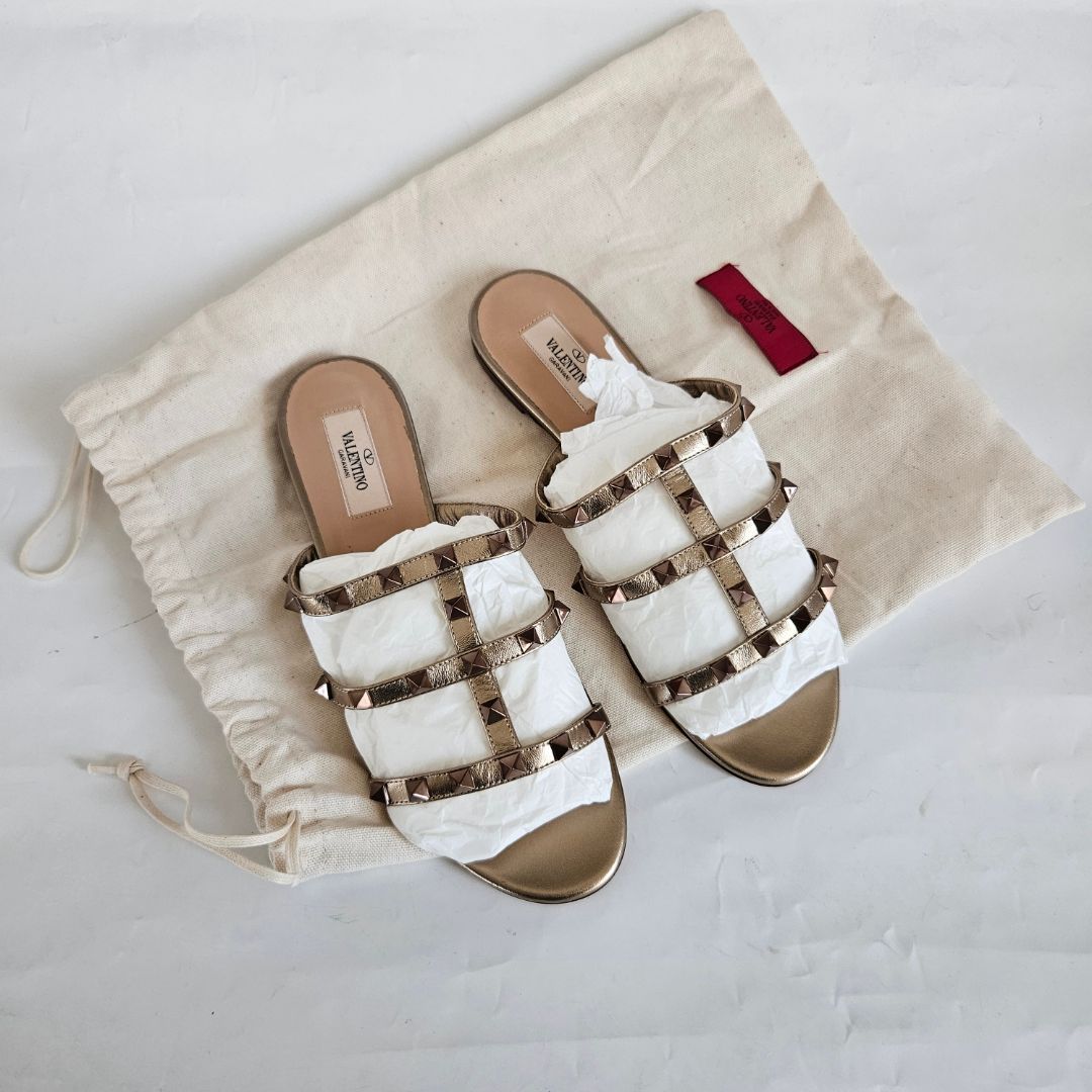 Sandals Shoes Like Valentino Rockstuds Rockstud Flat Slide Sandal