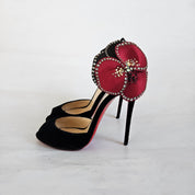 Christian Louboutin black velvet Pensamoi sandals