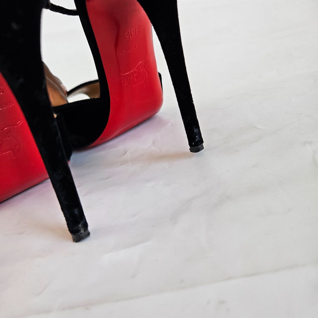 Christian Louboutin black velvet Pensamoi sandals