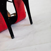 Christian Louboutin black velvet Pensamoi sandals