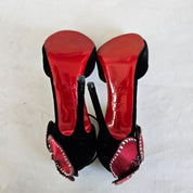 Christian Louboutin black velvet Pensamoi sandals