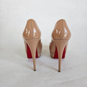 Christian Louboutin nude patent leather platform peep toe pump