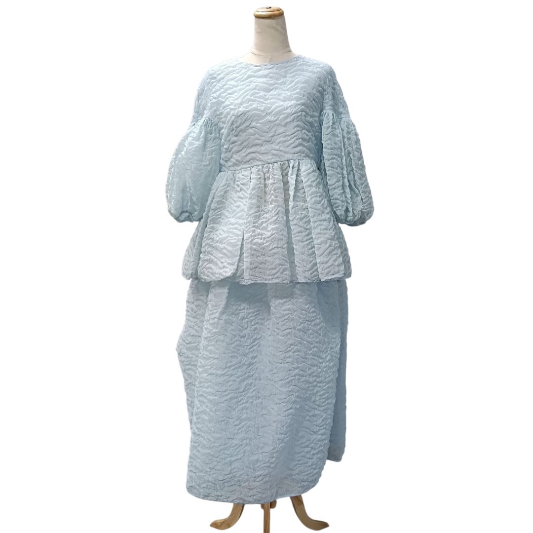Cecilie Bahnsen blue fluffy textured skirt with top