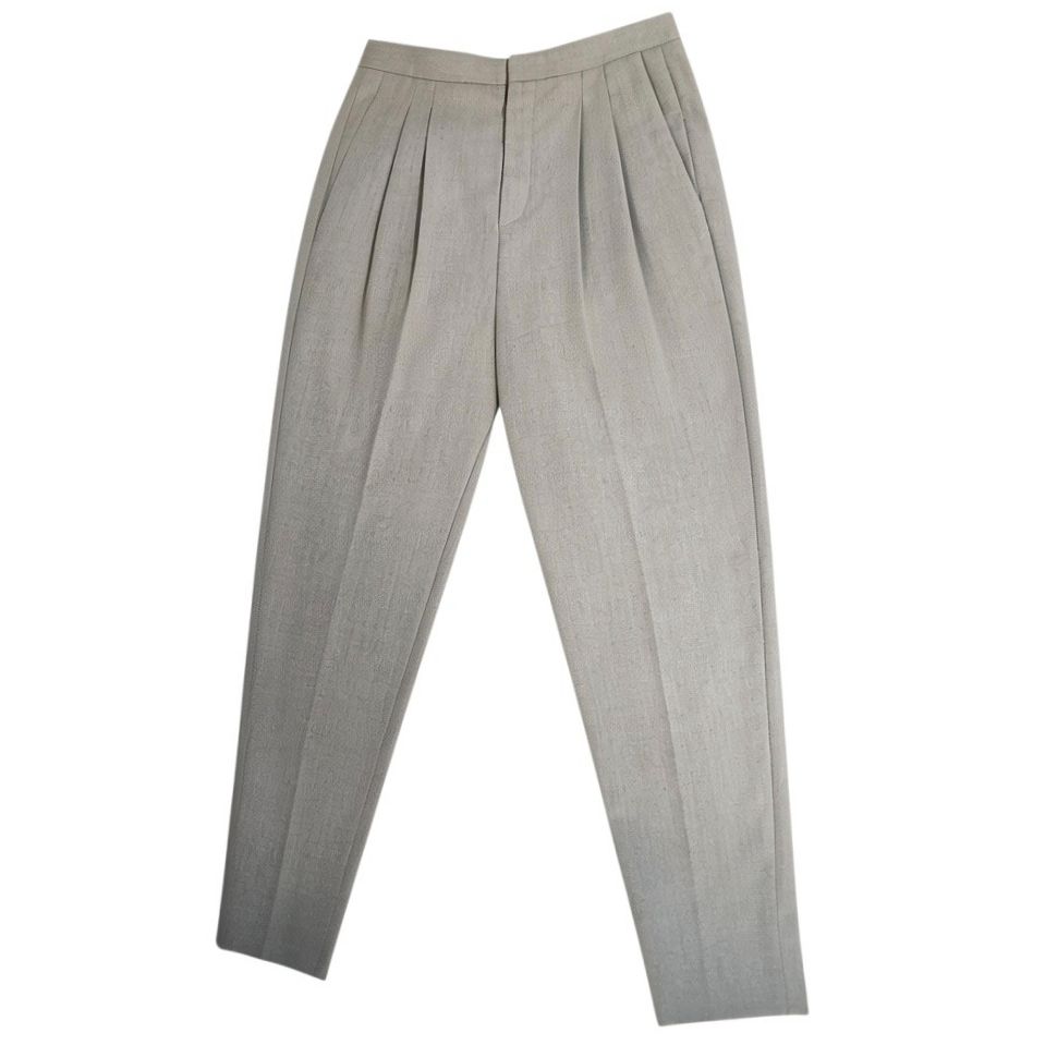Saint Laurent Grey Wool Pleated Trousers