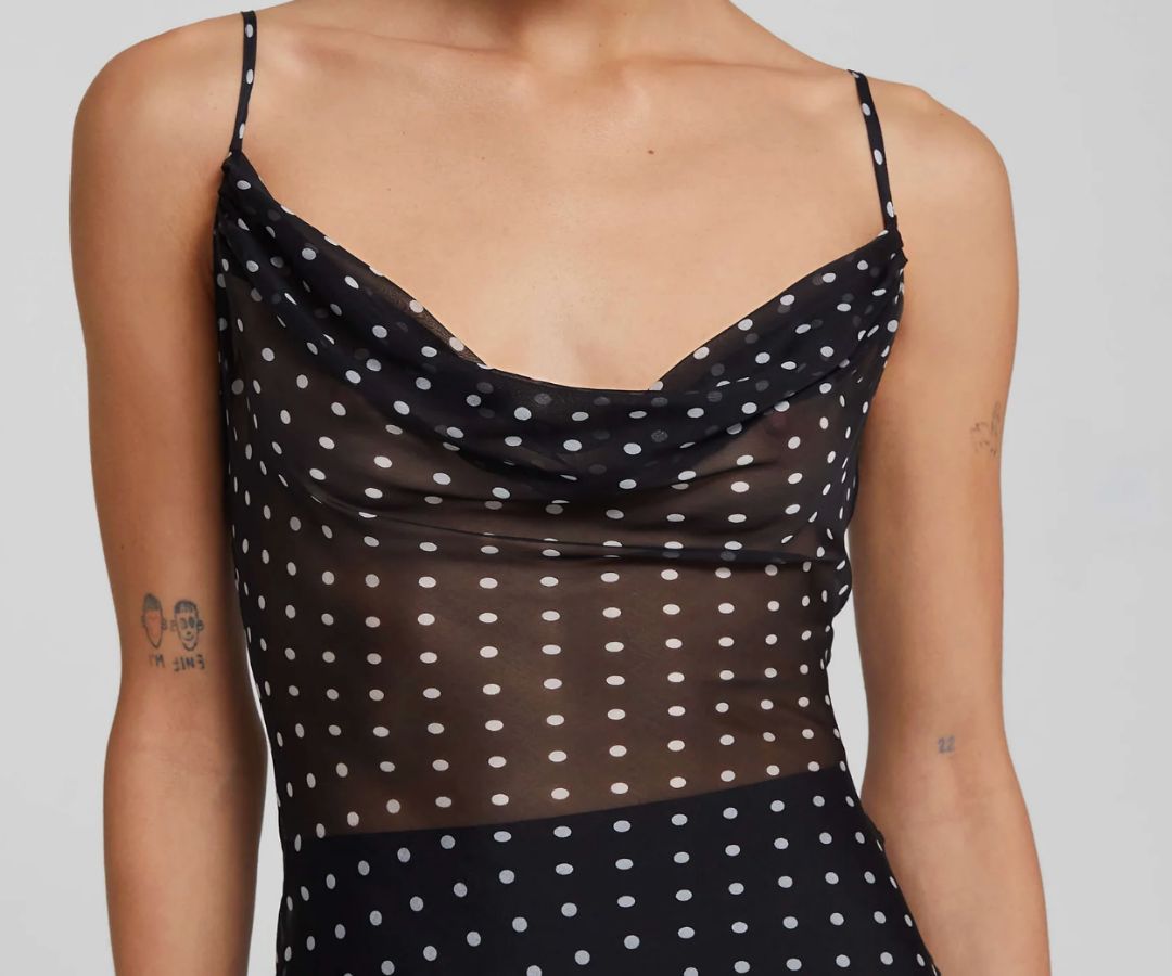 Rat and Boa Black and White Polka Dot Sheer Dress