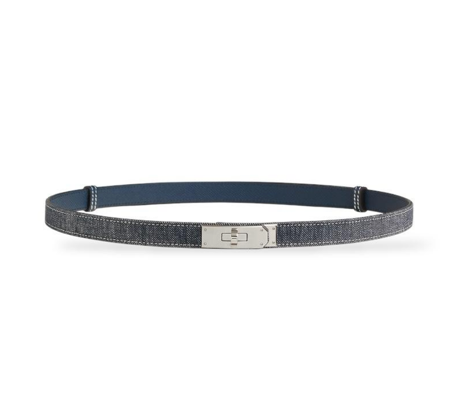 Hermes Belt Kelly Jean 18 PM Epson Denim Blue Series Silver Hardware Kelly Jean 18 belt White (01) Bleu Indigo (76) Navy (7U  main image 2