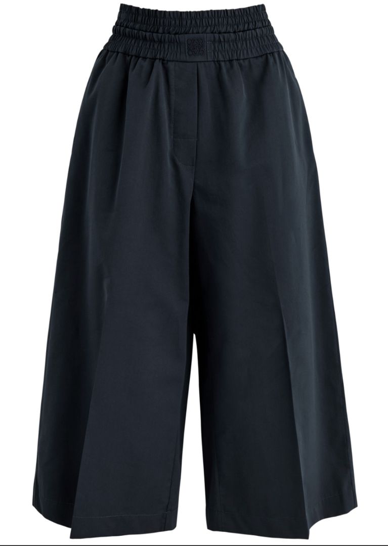 Loewe Navy Wide Leg Cotton Trousers