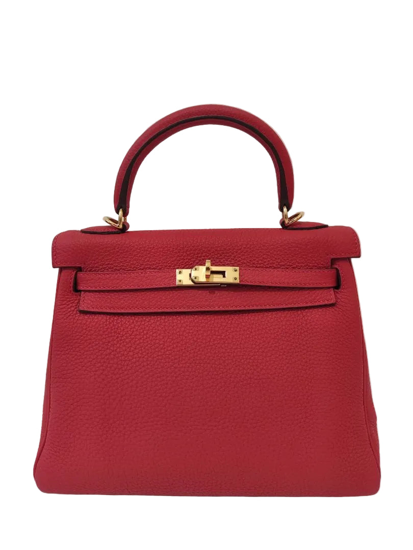 Hermès Kelly 25 Geranium Togo leather Buckle GHW