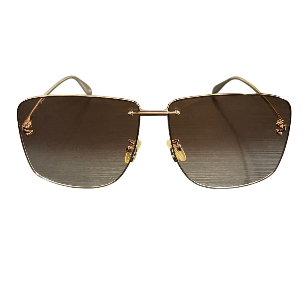 Alexander McQueen Gold Square Frame Oversized Sunglasses