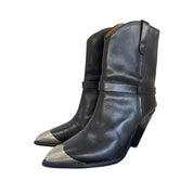 Isabel Marant Black Leather Lamcy 90 Ankle Boots Shoes, 39