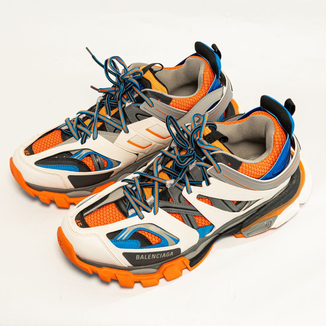 Balenciaga Orange, white blue track sneakers, 45