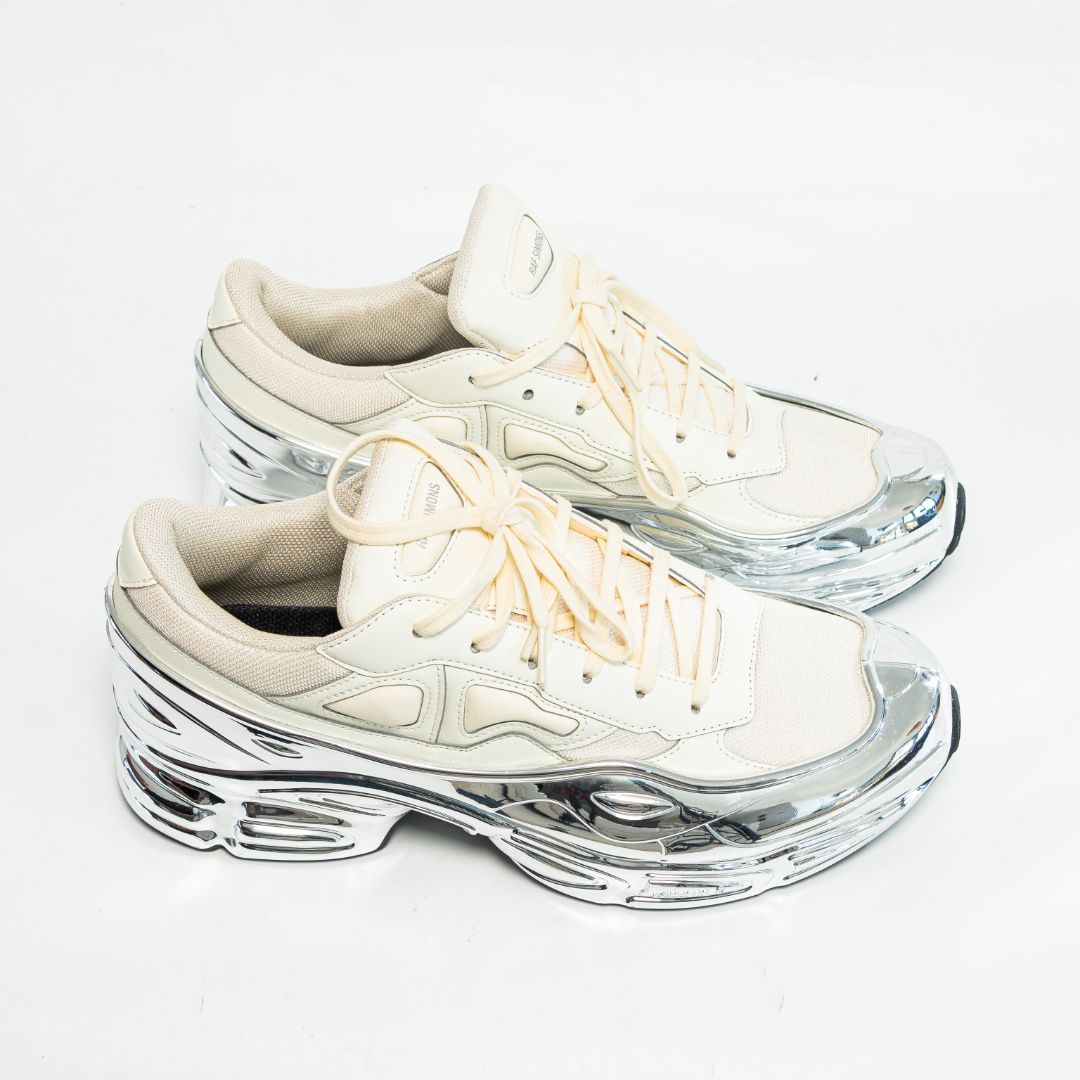 Chrome Raf Simons Adidas X Raf Simons Ozweego Silver White, US11
