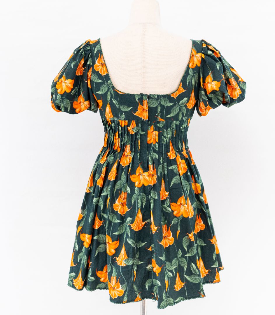 Agua by Agua Bendita Green/Red Floral print pleated mini dress - BOPF | Business of Preloved Fashion Agua by Agua Bendita Green/Red Floral print pleated mini dress - BOPF | Business of Preloved Fashion
