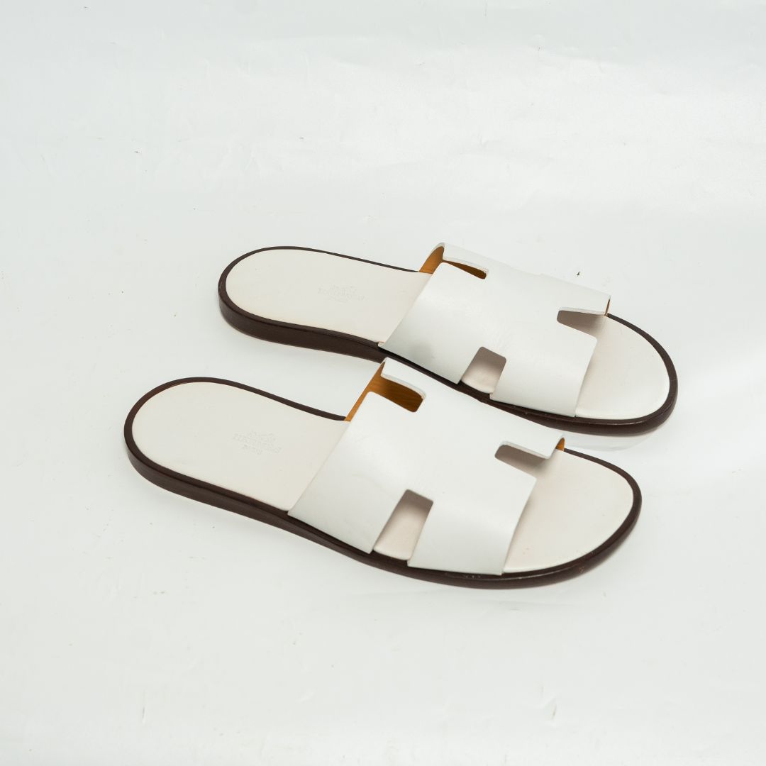 Hermès White Izmir Sandals,  size 44
