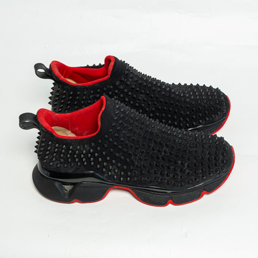Christian Louboutin Spike Sock Donna Black Sneaker, size 44
