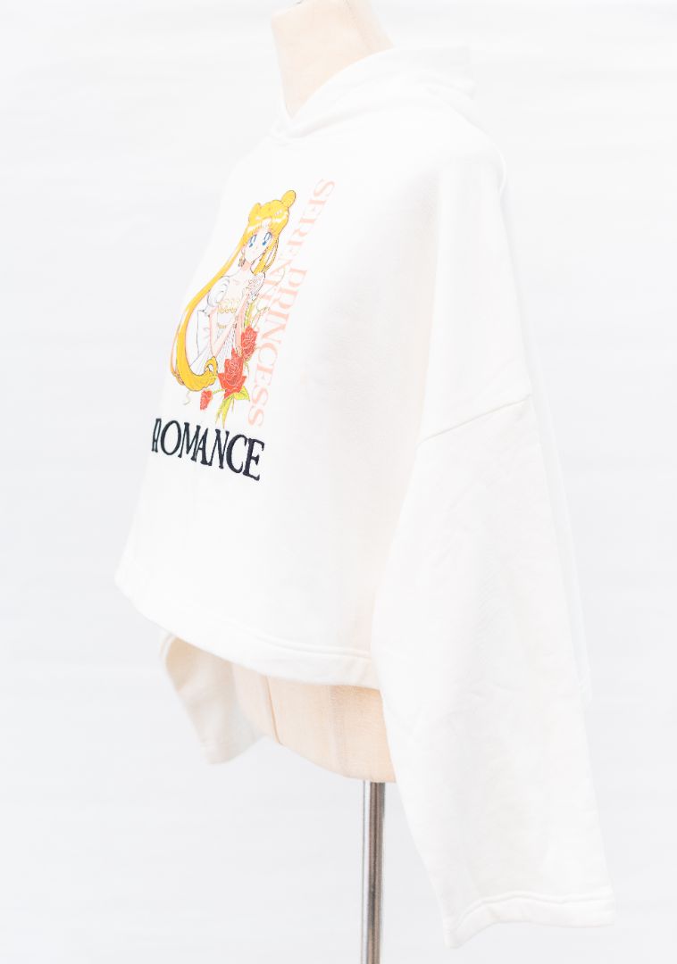 Maje x Sailor Moon White Printed Crop Hoodie