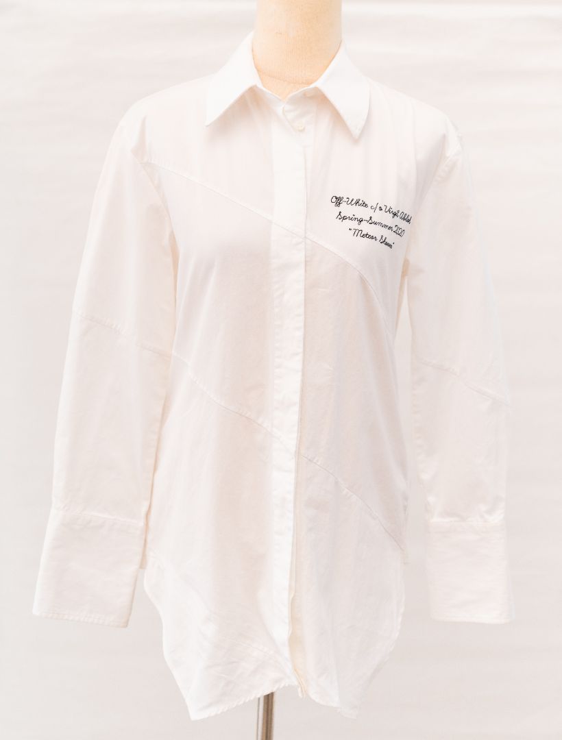 Off-White White Shirt with Contrast Embroidery