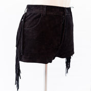 Saint Laurent Fringe Mini Shorts in Dark Brown Suede