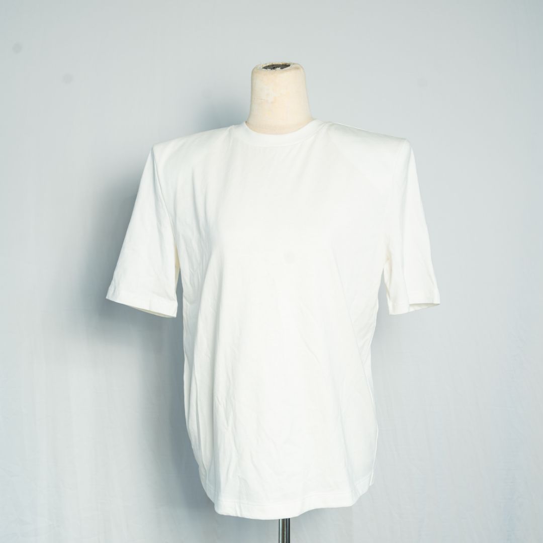 Attico white bella shirt with padded shoulders