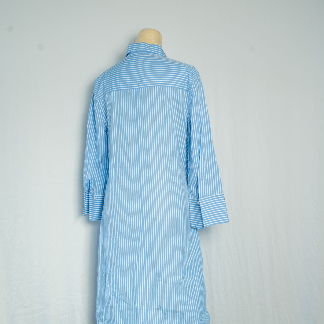 Christian Dior Blue and White Pin Striped Shirt Wrap Dress - BOPF | Business of Preloved Fashion Christian Dior Blue and White Pin Striped Shirt Wrap Dress - BOPF | Business of Preloved Fashion