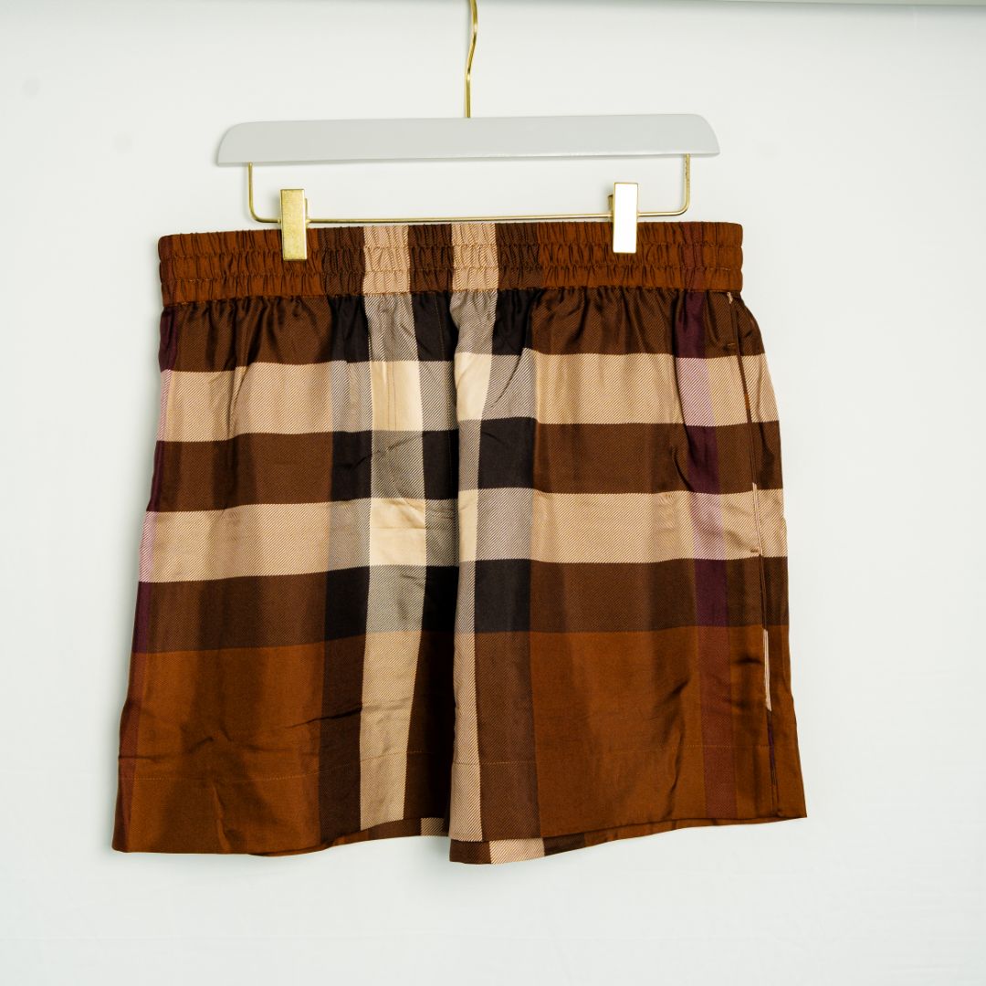 Burberry Brown Check Silk Shorts BOPF Business of Preloved Fashion