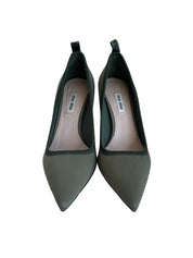 Miu Miu Green Pointed Toe Pumps W/ Logo On The Back