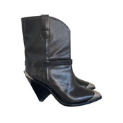 Isabel Marant Black Leather Lamcy 90 Ankle Boots Shoes, 39