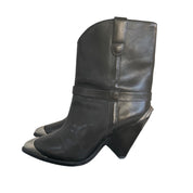 Isabel Marant Black Leather Lamcy 90 Ankle Boots Shoes, 39
