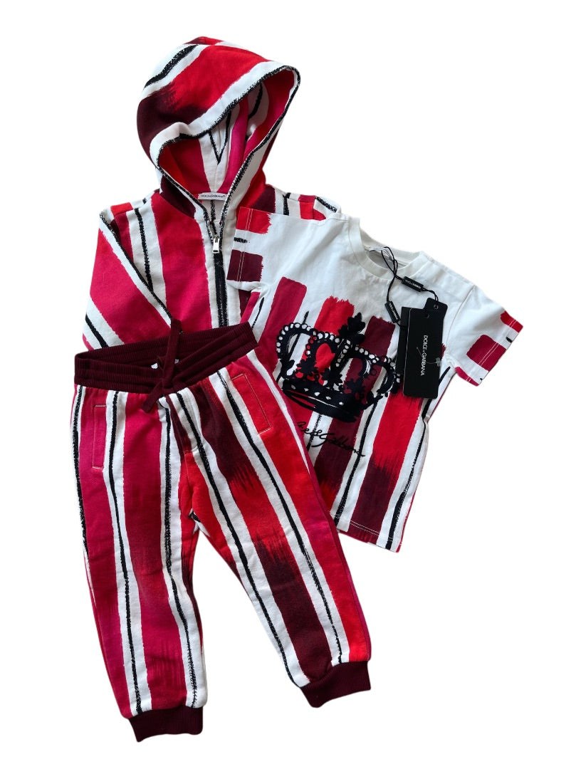 Dolce & Gabbana Printed Crown White And Red For Kids Set