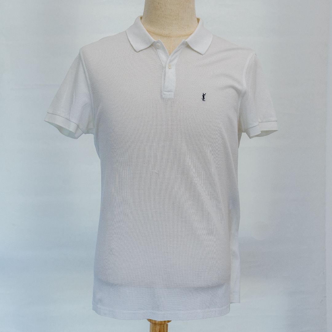 Saint Laurent White Polo with Monogram