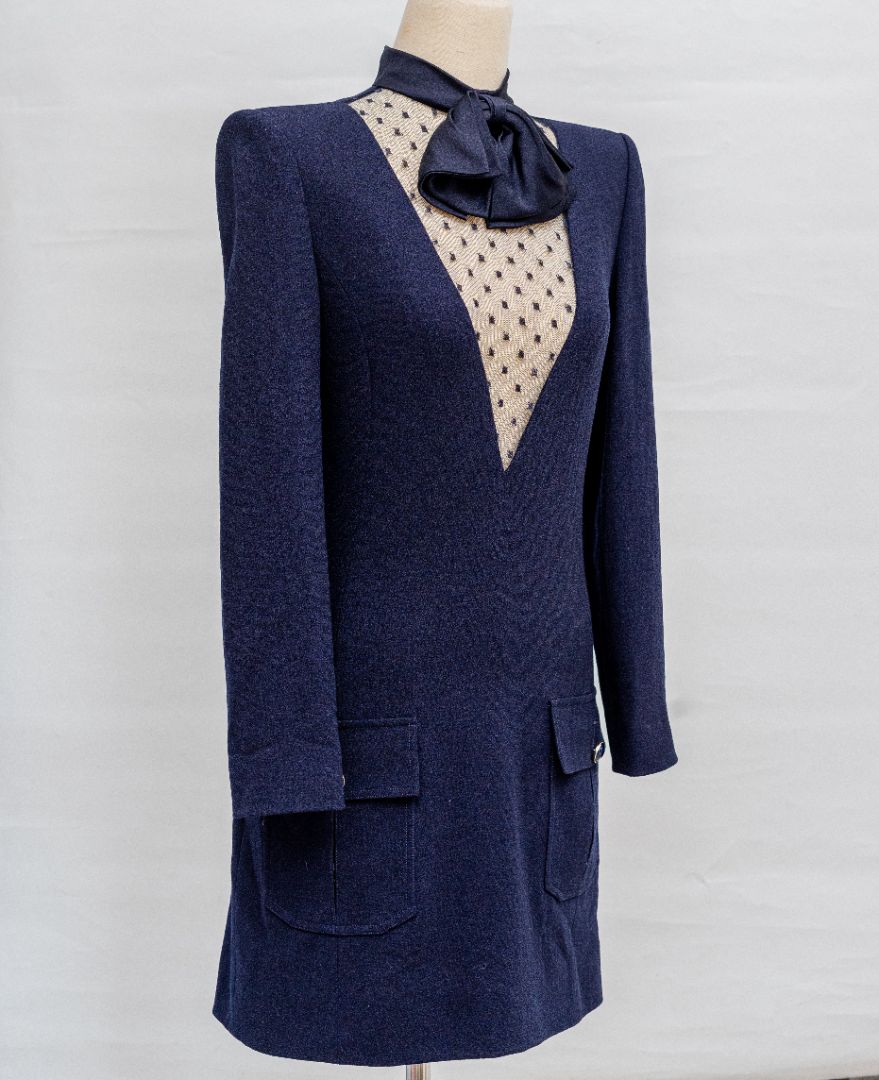 Givenchy navy blue wool mini dress