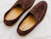 Loro Piana Brown Suede Summer Walk Slip On Loafers, 41.5