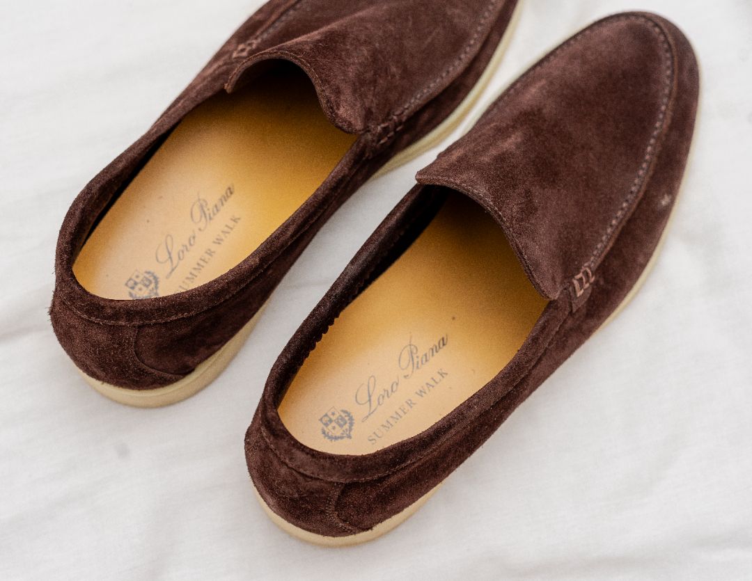 Loro Piana Brown Suede Summer Walk Slip On Loafers, 41.5