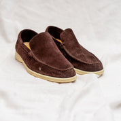 Loro Piana Brown Suede Summer Walk Slip On Loafers, 41.5