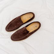 Loro Piana Brown Suede Summer Walk Slip On Loafers, 41.5