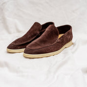 Loro Piana Brown Suede Summer Walk Slip On Loafers, 41.5