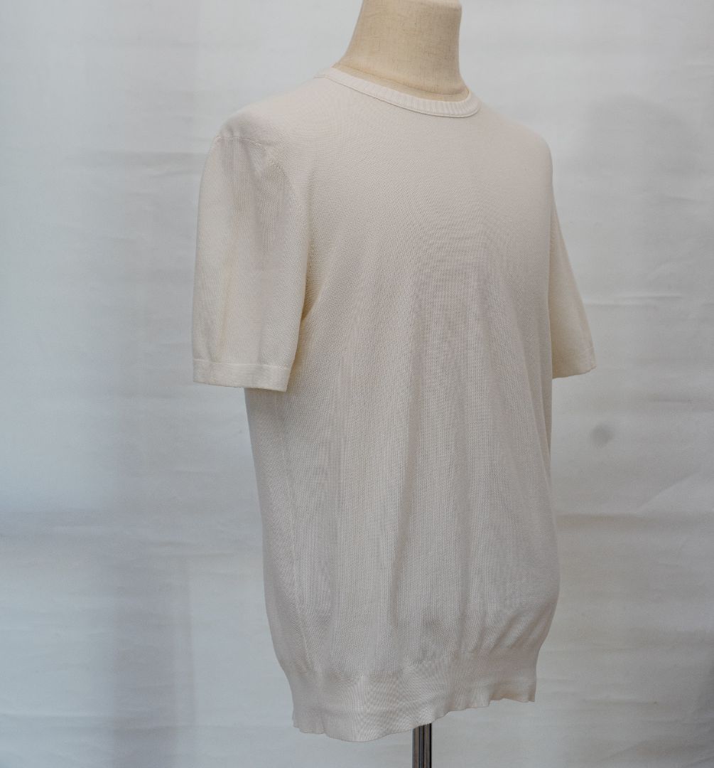 Loro piana beige cotton and silk knit short sleeve mens top