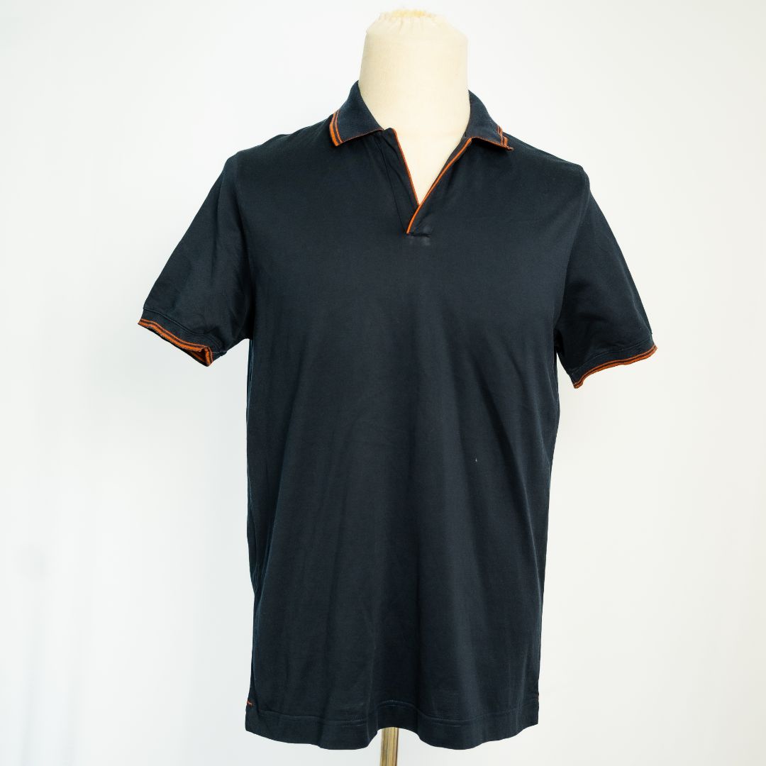 Loro Piana Black Wool Short Sleeve Knit Top for Men