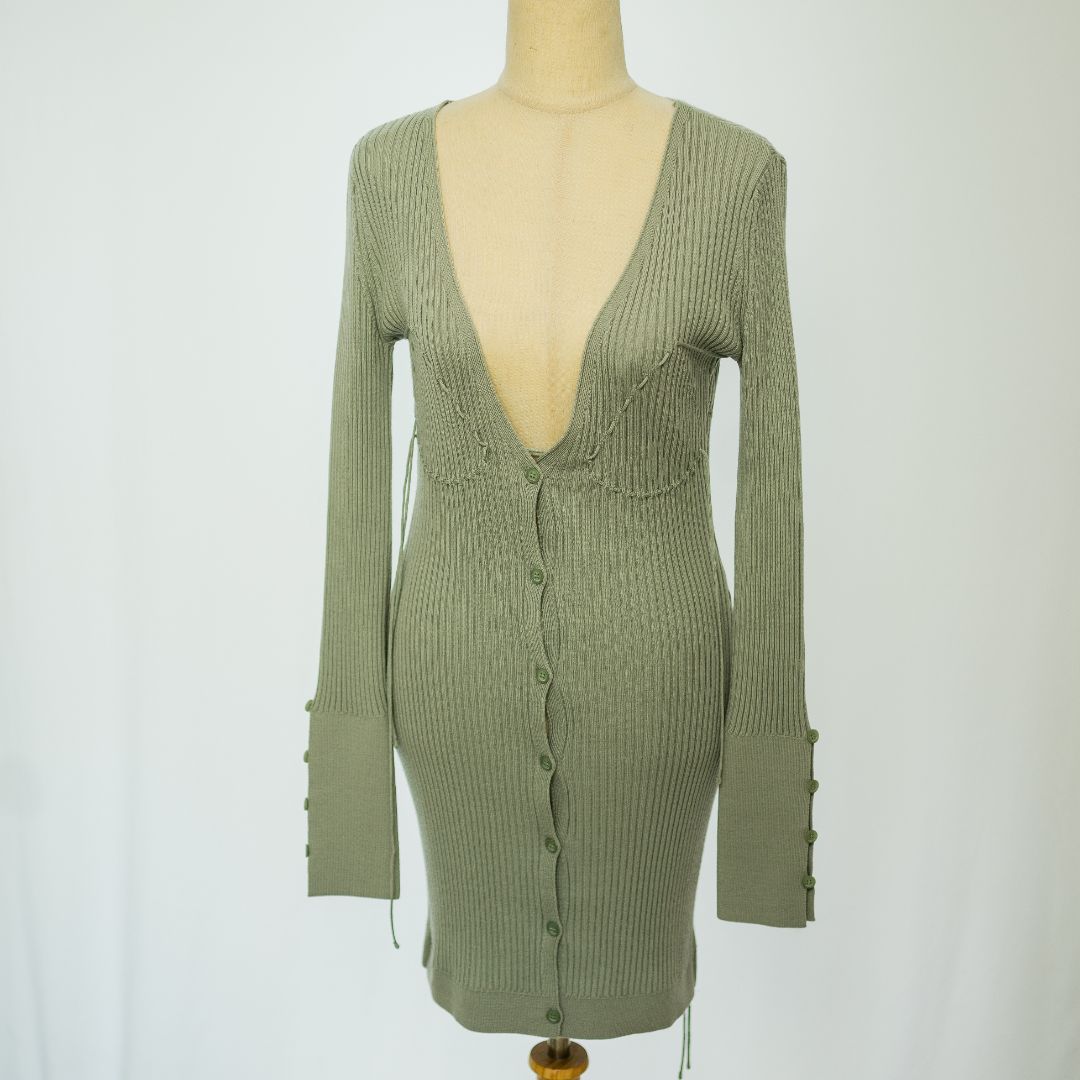 jacquemus long sleeve dress Lagoa cold-shoulder stretch-knit maxi dress - green