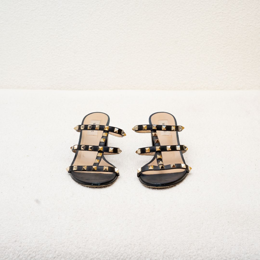 Valentino Rockstud Cage Sandal Heels, 38